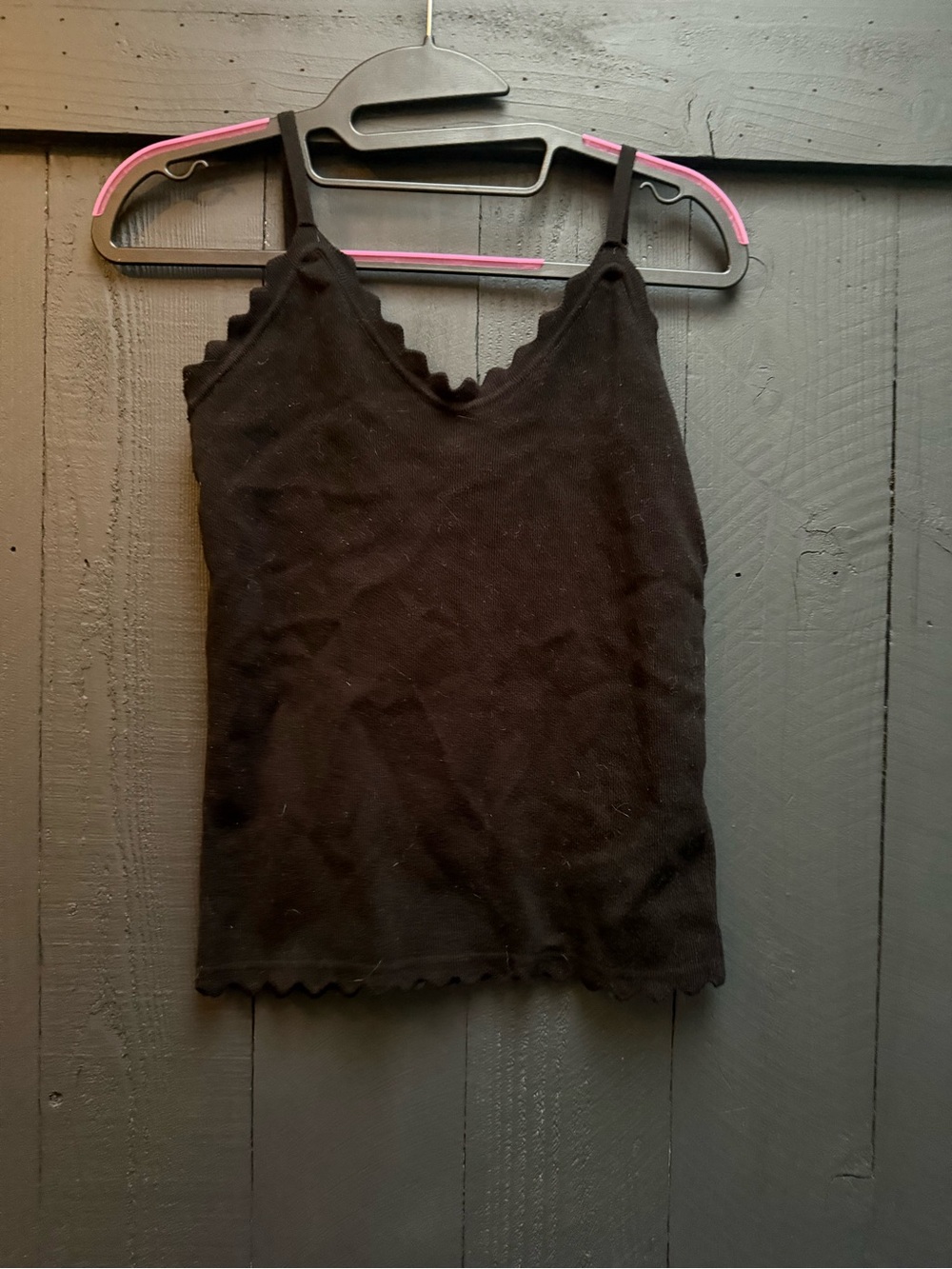 BiBi Black Scallop-Edge Tank Top